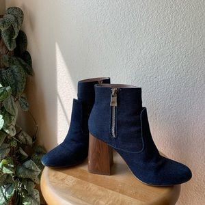 Denim Zara Booties with Wooden Heel